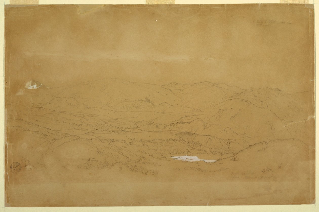 デッサン、エクアドル、グアノホとグアランダ付近の山の風景、1857年6月10日 作： フレデリックエドウィン教会