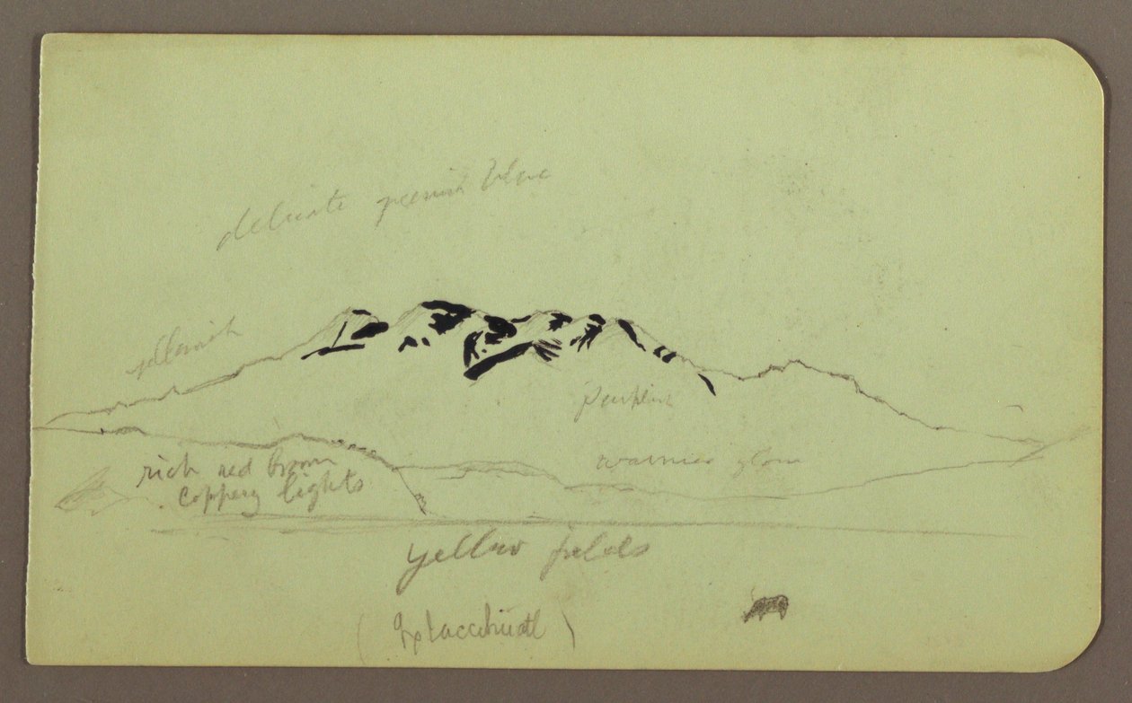 デッサン、山の風景「イタチワトル」、裏面：山の峰、1883年 作： フレデリックエドウィン教会