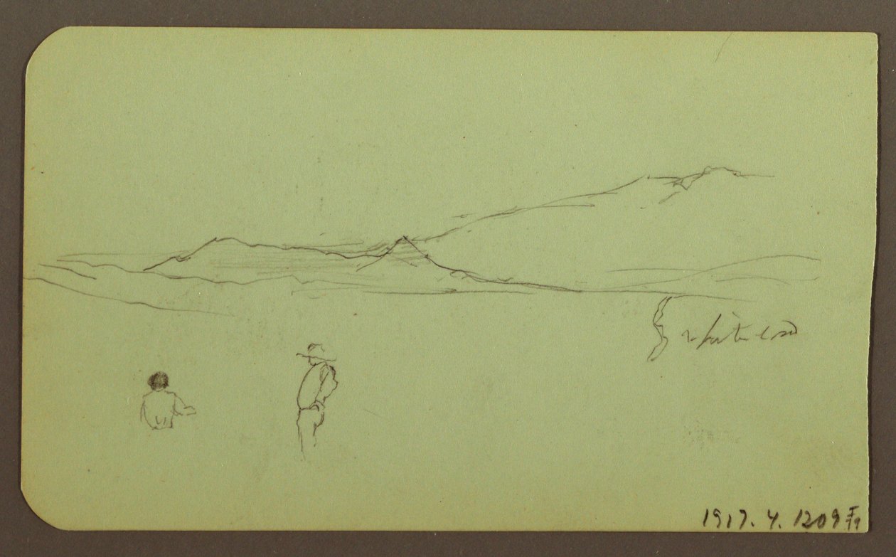 素描、山の風景 裏面：山の風景、人物 1883年 作： フレデリックエドウィン教会