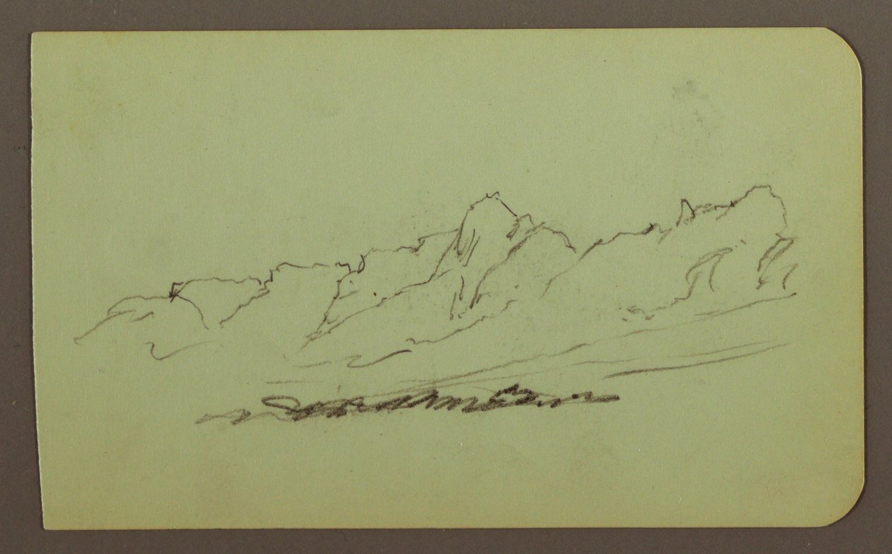 素描、山の風景 裏面：山脈、人物 1883年 作： フレデリックエドウィン教会