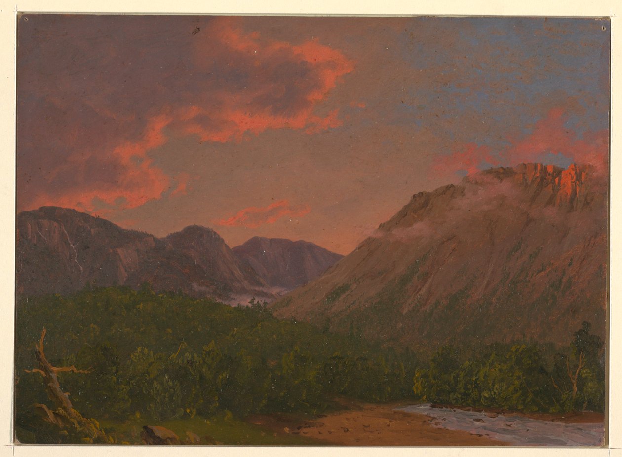 ドローイング、夕暮れの山の風景、1865年 作： フレデリックエドウィン教会