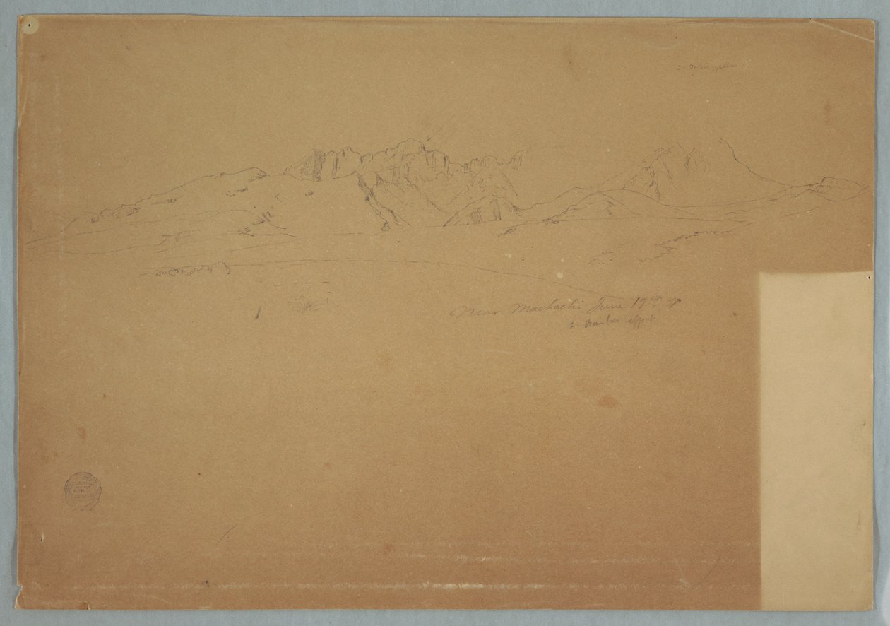 デッサン、険しい峰々が連なる山脈、エクアドル、マチャチ近郊、1857年6月19日 作： フレデリックエドウィン教会