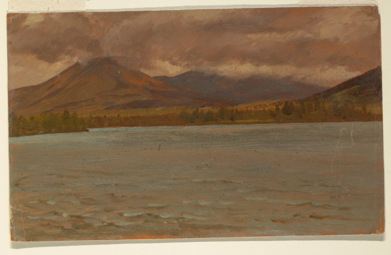 ドローイング、カタディン湖からのカタディン山カタディン湖からのカタディン山、1860-70年 作： フレデリックエドウィン教会