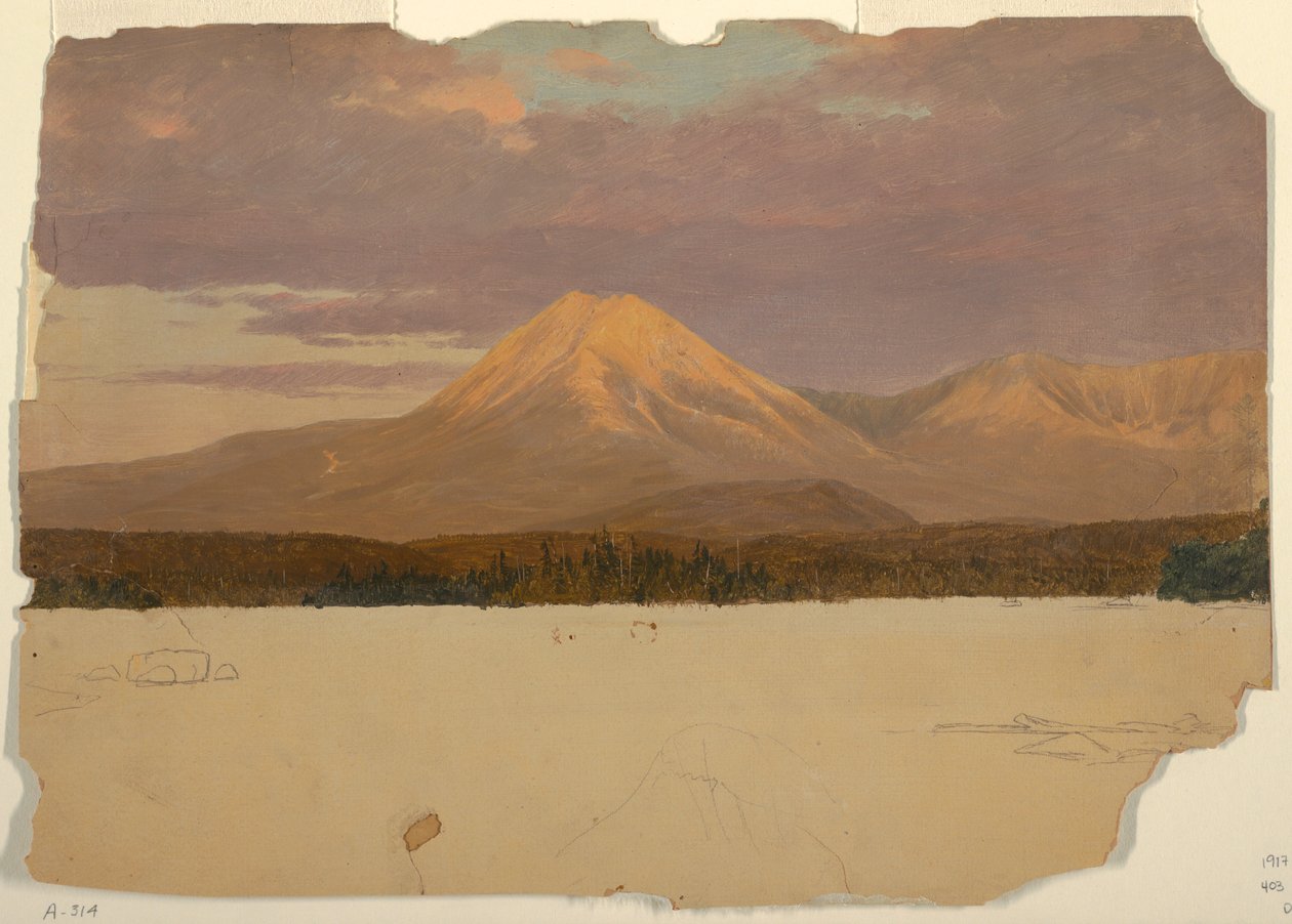 デッサン、カタディン湖からのカタディン山、1878年 作： フレデリックエドウィン教会