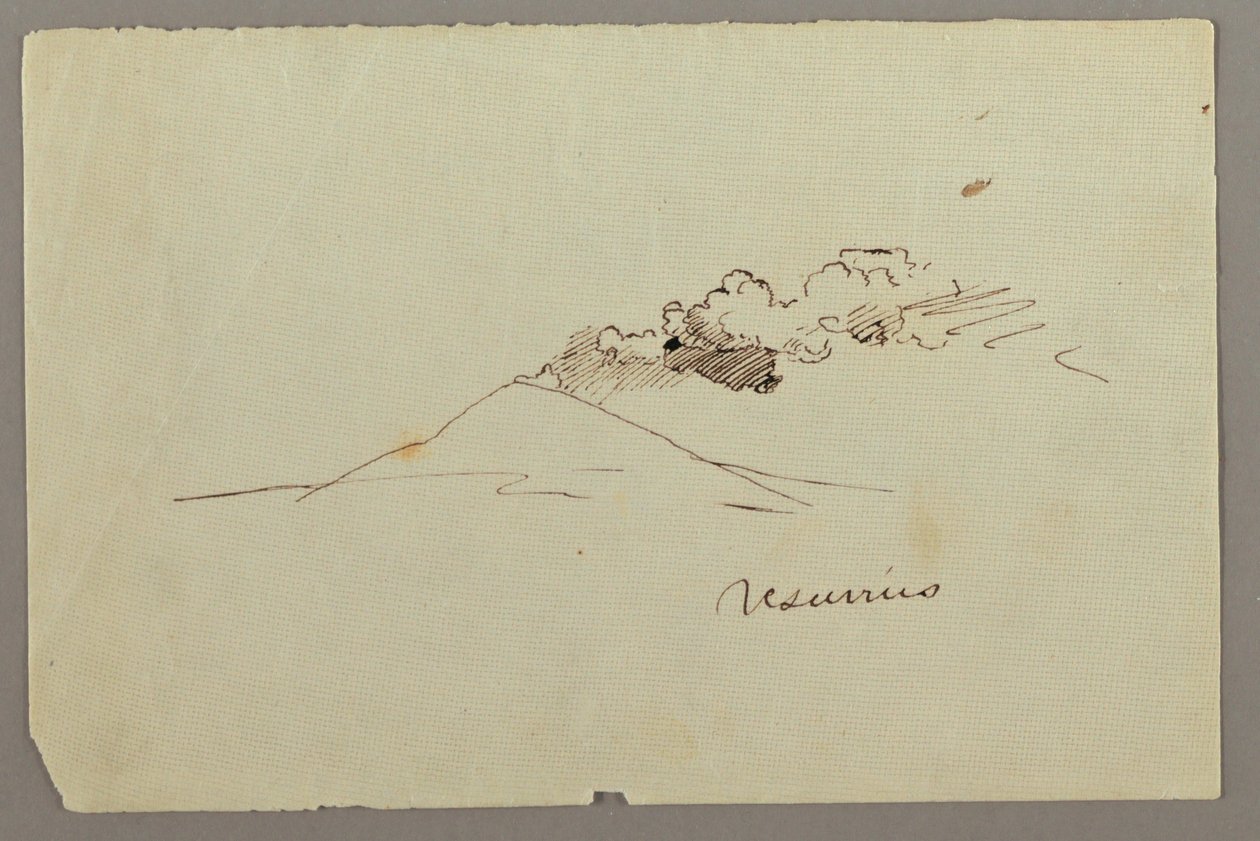 ドローイング、煙のヴェスヴィオ山、おそらく1868-69年 作： フレデリックエドウィン教会