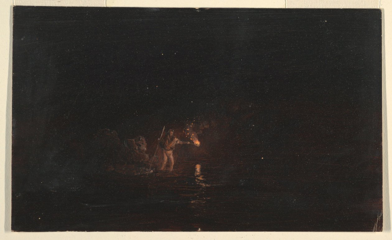 素描、夜の釣りの情景、1868-69年 作： フレデリックエドウィン教会