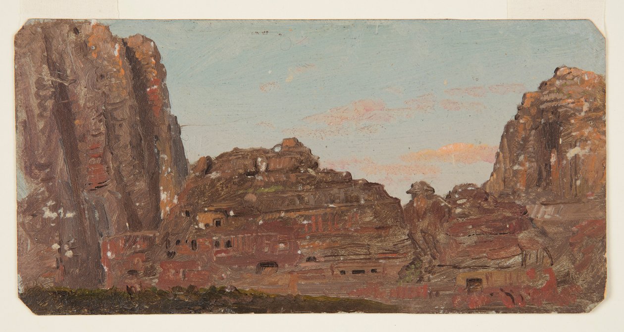 ペトラ、キルベト・エン・ナサラ岩室のデッサン（1868年2月 作： フレデリックエドウィン教会