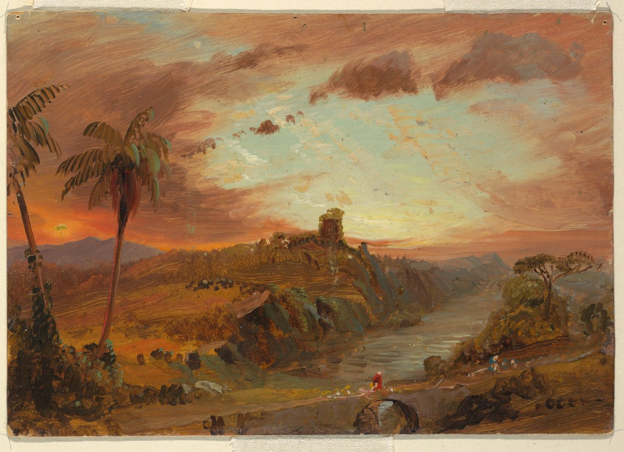 素描、「想像上の南アメリカの風景」のための習作、1857年頃 作： フレデリックエドウィン教会