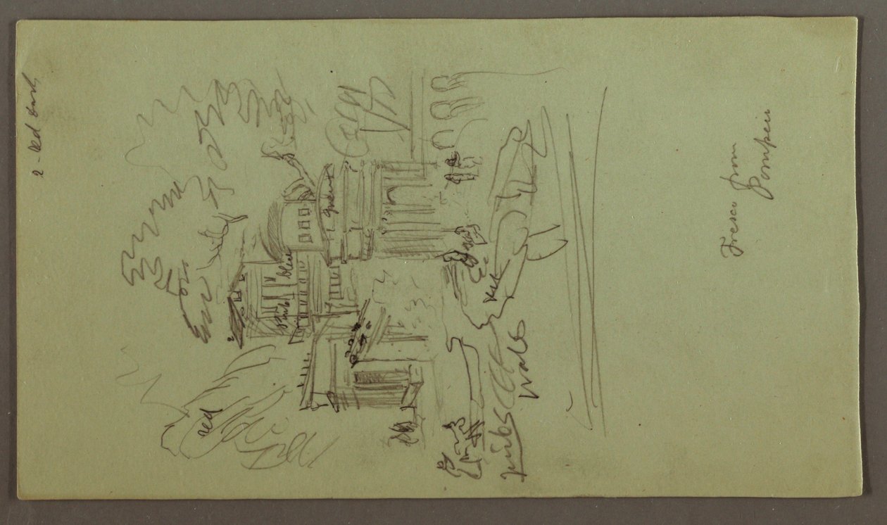 デッサン、ポンペイのフレスコ画の習作、おそらく1868-69年 作： フレデリックエドウィン教会