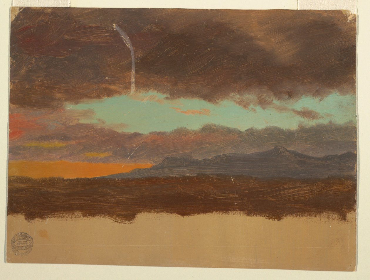 素描、ハドソン渓谷の夕日、1865-75年 作： フレデリックエドウィン教会