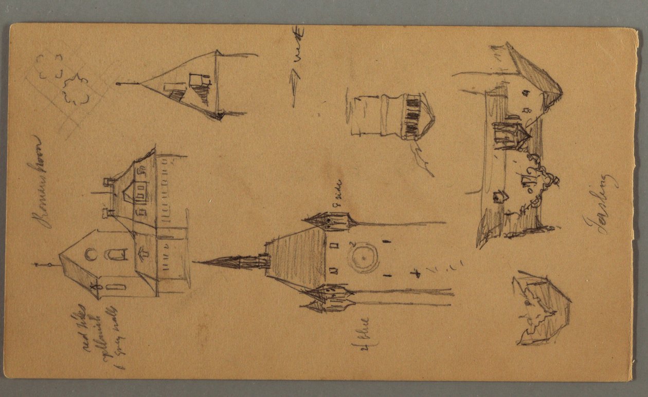 ドローイング、塔、アルプスの建物、1868年 作： フレデリックエドウィン教会