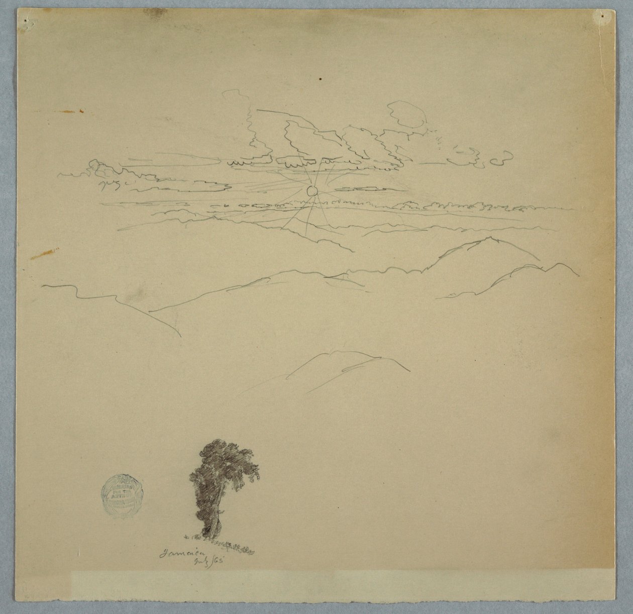 夕日と木と山岳風景、ジャマイカ、1865年7月 作： フレデリックエドウィン教会