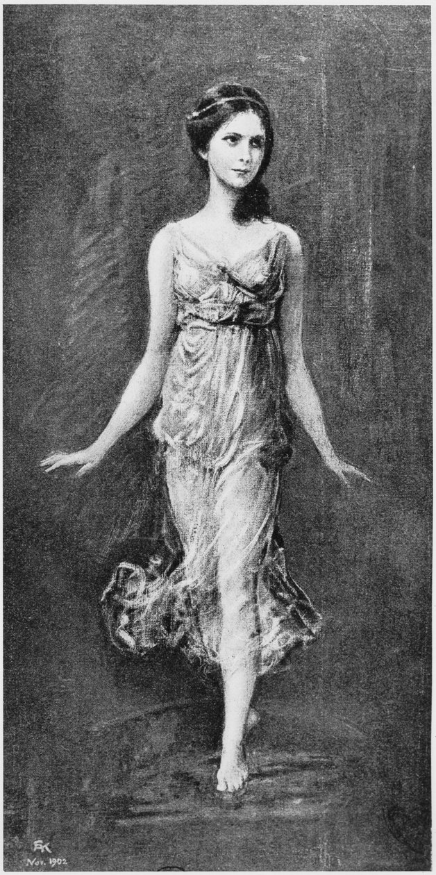 イサドラ・ダンカン（1877-1927）1902年11月 作： フレデリッヒ・アウグスト・カウバッハ