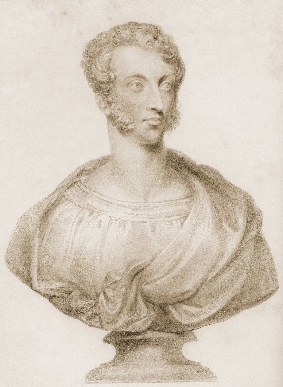 エドワードの胸像George Bulwer-Lytton（1803-1873）の挿絵（ラインの巡礼者たち）、1838年発行 作： フレデリック・クリスチャン・ルイス
