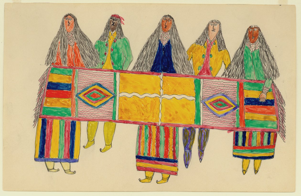 Apache Indians、c.1894-99（紙にインクとトイレ） 作： フレデリック・ゴクリズ