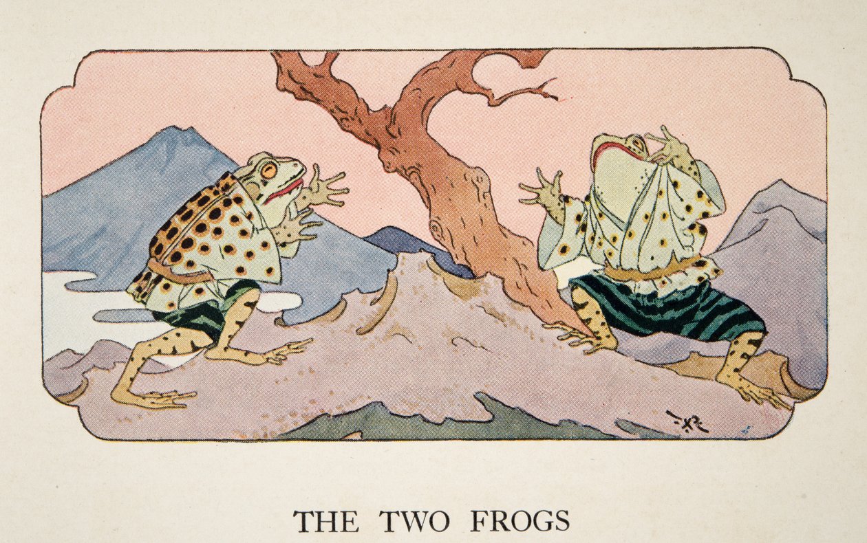 二匹のカエル、リトル・ピーチングと他の昔の日本の物語、c。 1928 作： フレデリック・リチャードソン