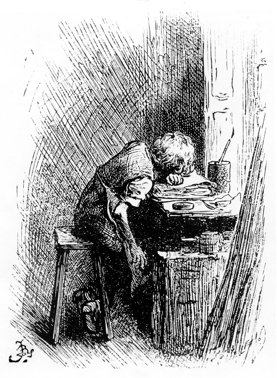 ブラックファクトリーのチャールズディケンズ、「The Leisure Hour」、1904年からのイラスト（彫刻） 作： フレデリック・バーナード
