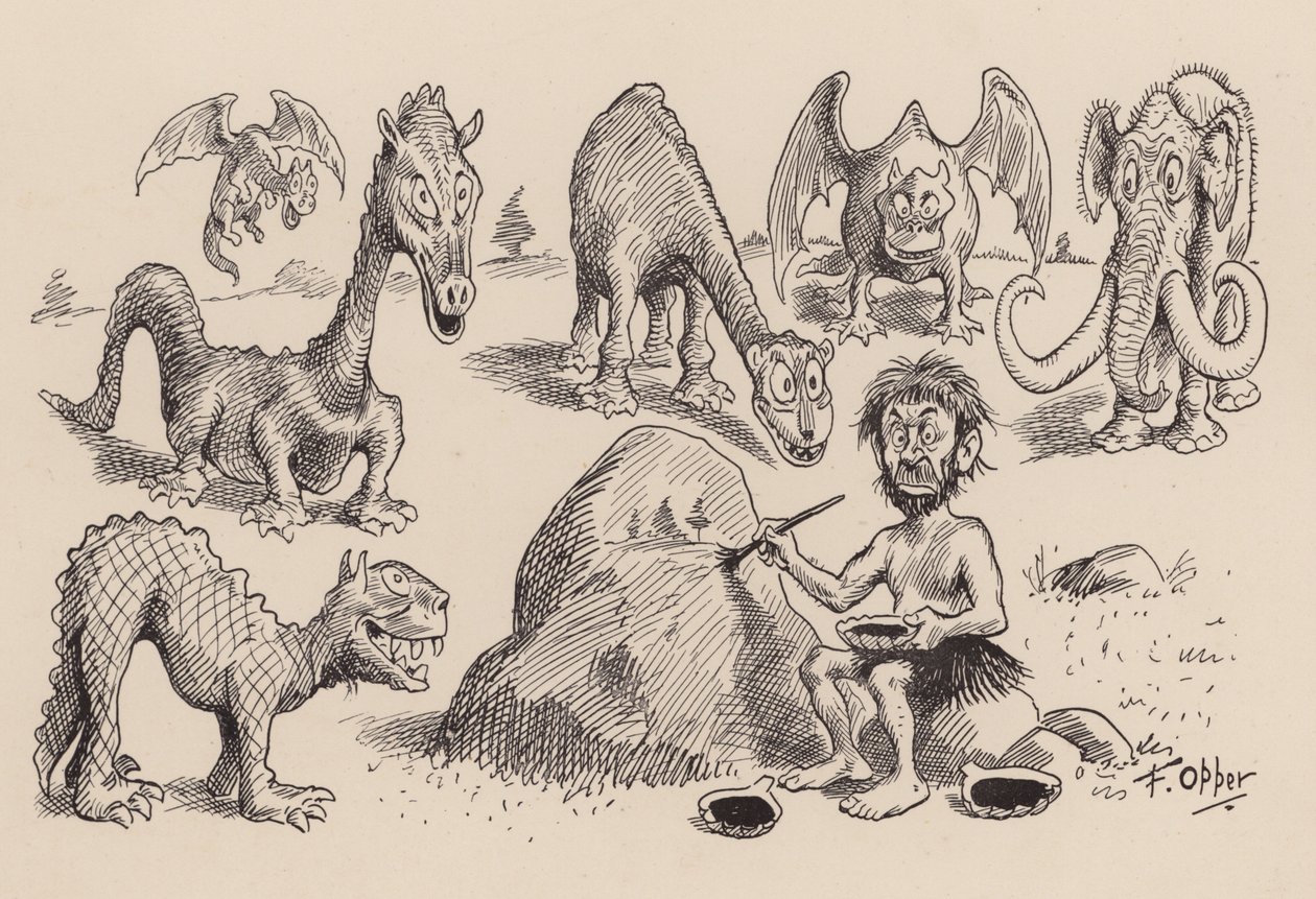 F・オッパー著「Our Antediluvian Ancestors」：ナンバー・フォーティーワン（リトグラフ） 作： フレデリック・バー・オッパー