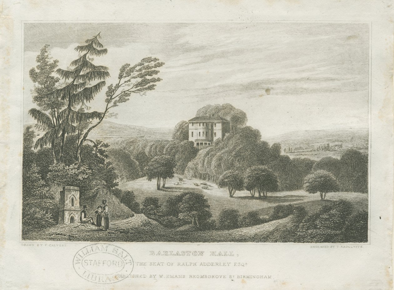 Barlaston Hall: engraving, nd [mid 19 cent] (print) 作： フレデリック・カルバート