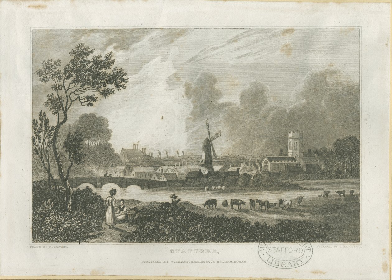 Stafford - South West View: engraving, nd [c 1830] (print) 作： フレデリック・カルバート