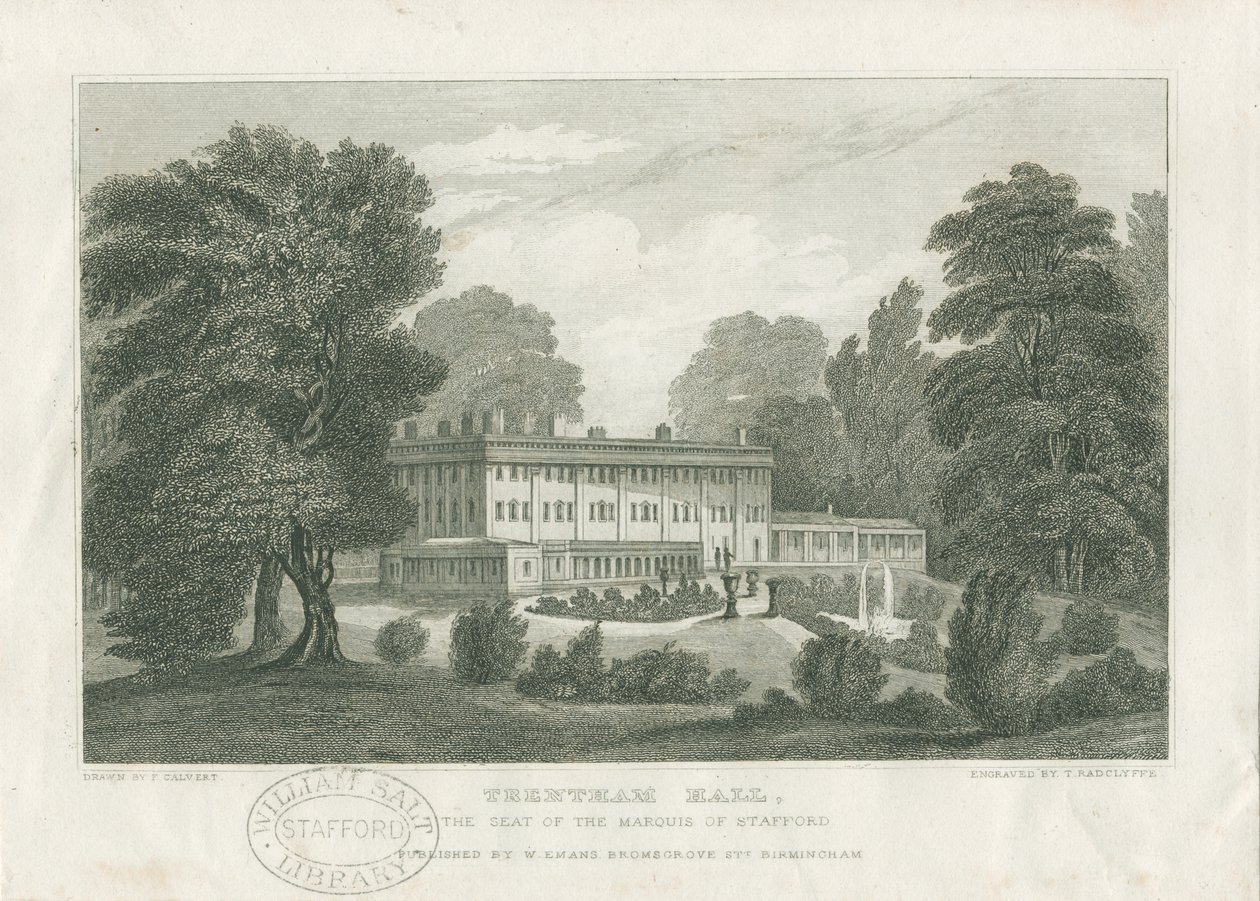 Trentham Hall: エングレーヴィング, nd [c 1830] (プリント) 作： フレデリック・カルバート