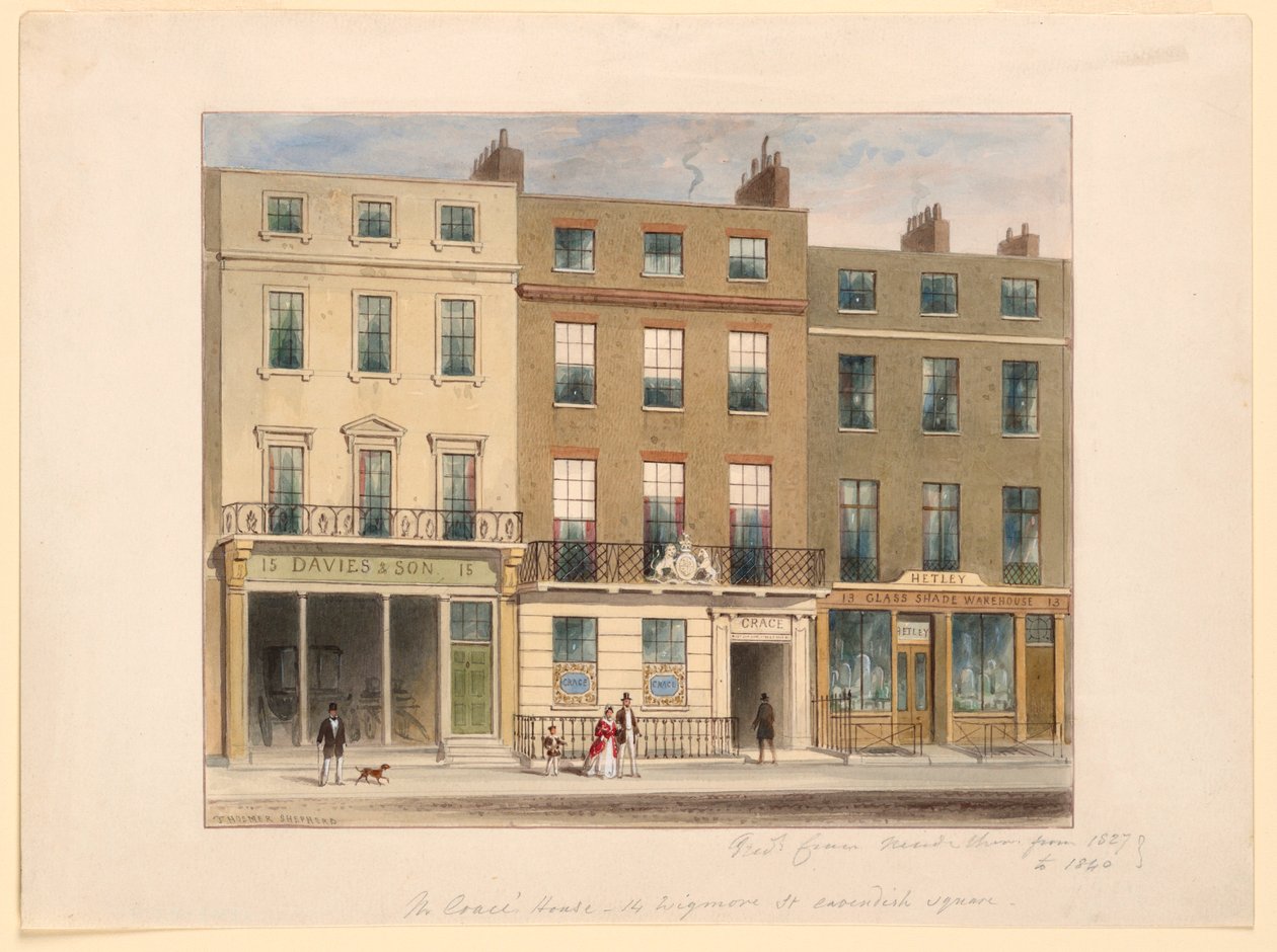 外装、フレデリック・クレースと息子の設立、14 Wigmore Street、ロンドン 作： フレデリッククレース