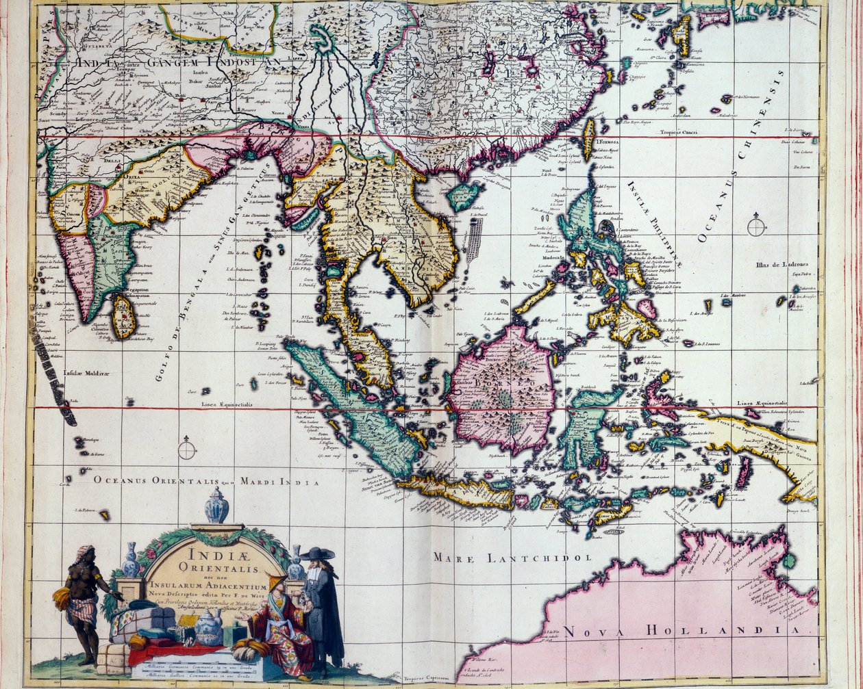 地理：フレデリック・デ・ウィット（1650年頃活躍）の東インド諸島の地図 17世紀 パリ、B.N. 作： フレデリック・デ・ウィット