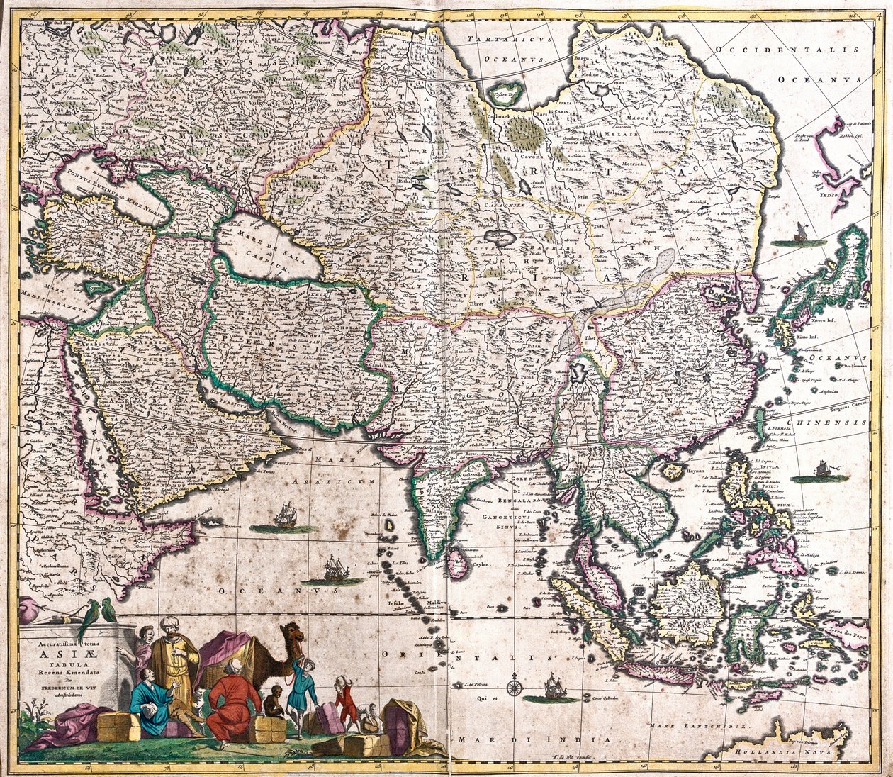 アジアの地図（銅版画 作： フレデリック・デ・ウィット