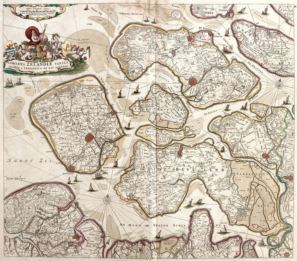ゼランデ伯爵の地図（オランダ）（銅版画 作： フレデリック・デ・ウィット
