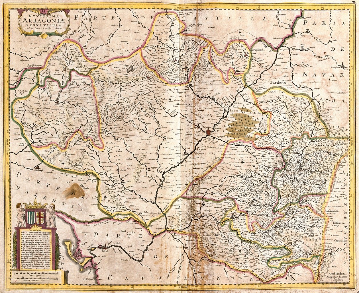 アラゴン王国（スペイン）の地図（銅版画 作： フレデリック・デ・ウィット