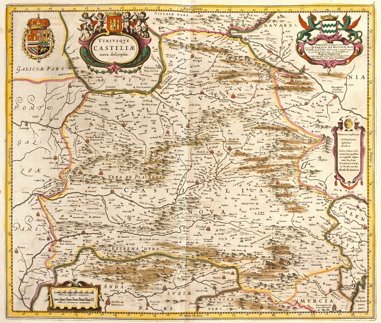 カスティーリャ王国（スペイン）の地図（銅版画 作： フレデリック・デ・ウィット