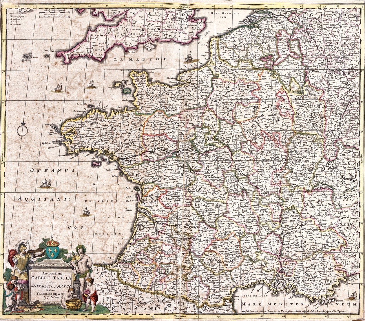 フランス王国の地図（エッチング 作： フレデリック・デ・ウィット