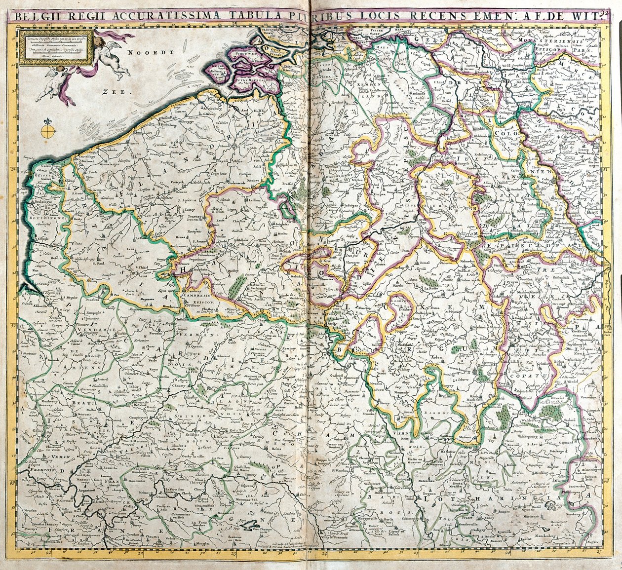 オランダ王国の地図（エッチング 作： フレデリック・デ・ウィット