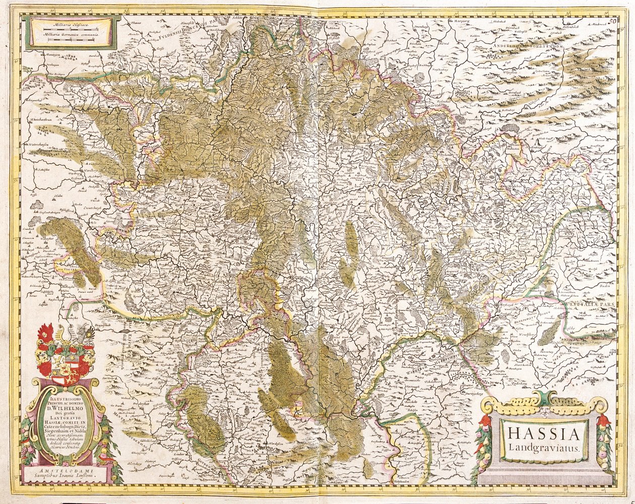 ヘッセン州（ドイツ）のランドグレーブの地図（エッチング 作： フレデリック・デ・ウィット