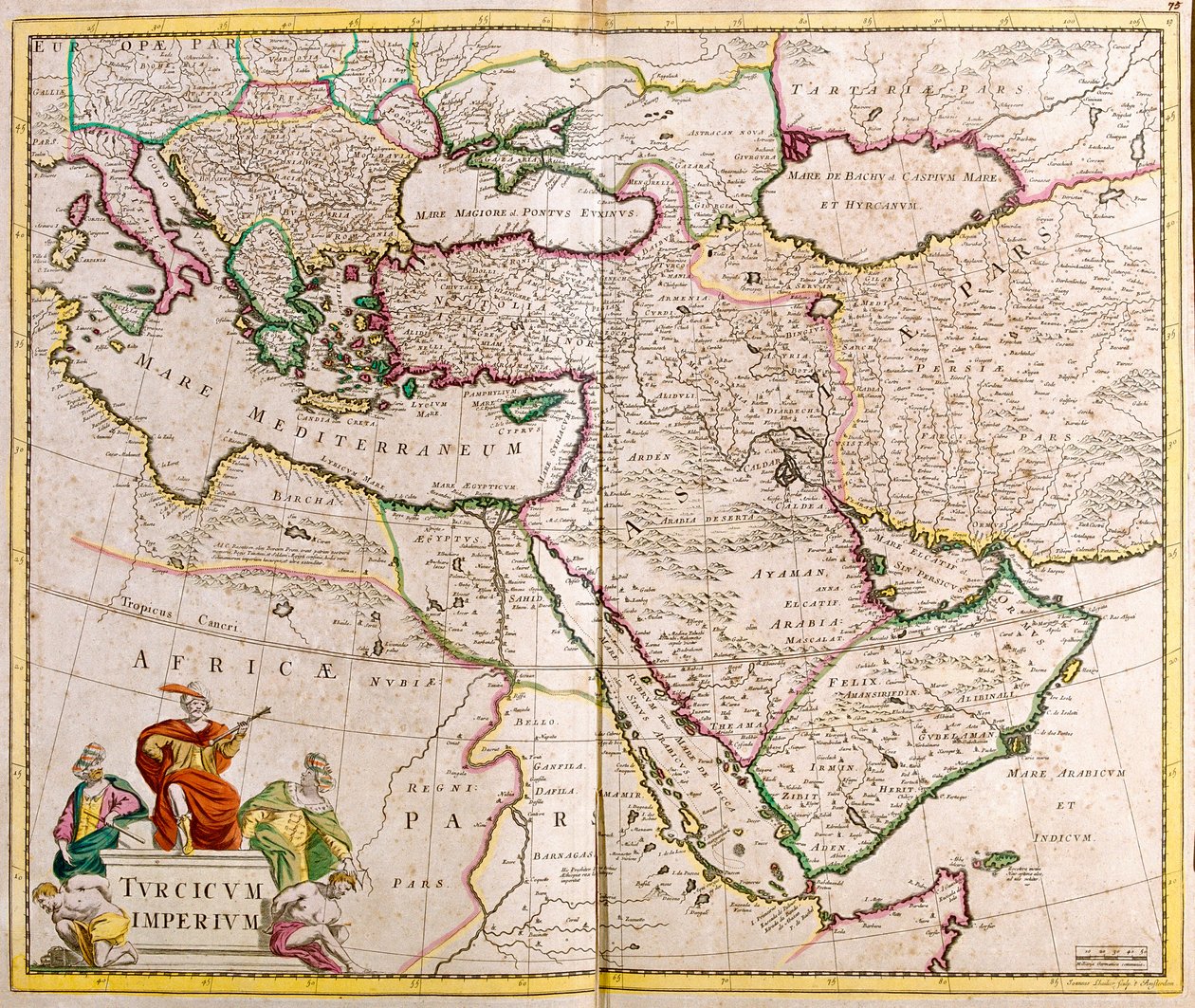 トルコ帝国の地図（銅版画 作： フレデリック・デ・ウィット