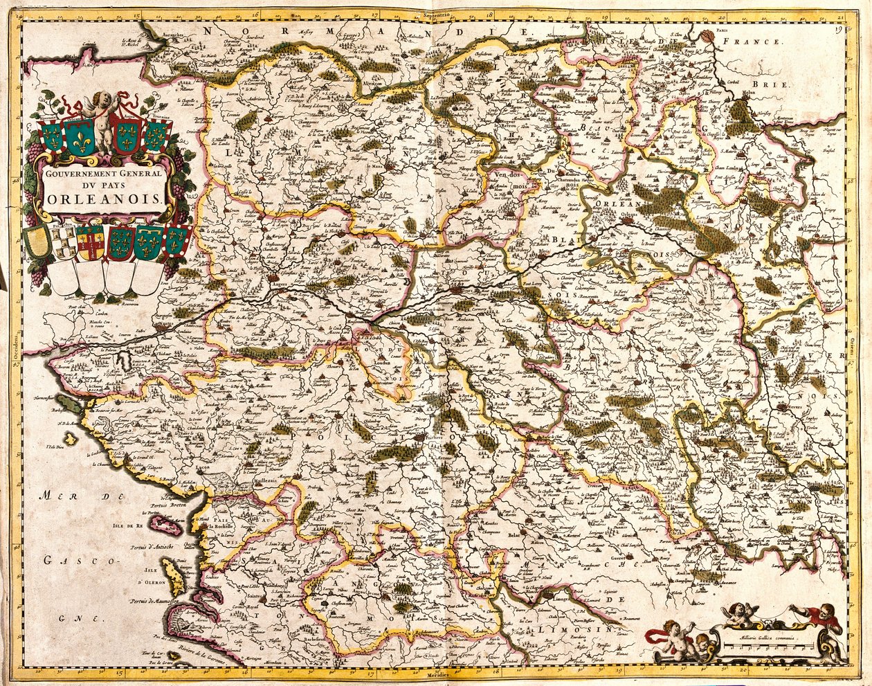 オルレアン国（フランス）の一般政府の地図（エッチング