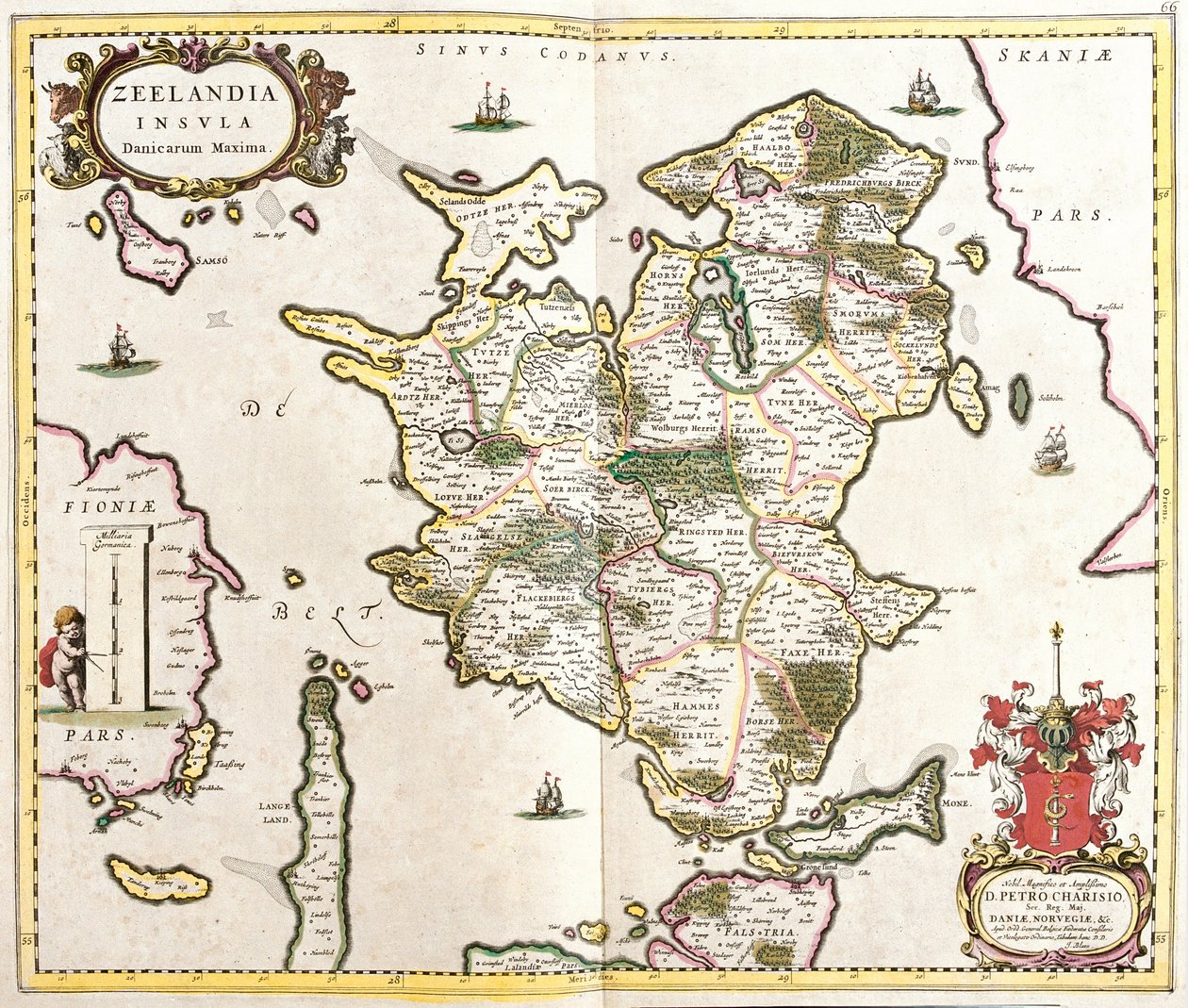 ゼランデ島（オランダ）の地図（銅版画 作： フレデリック・デ・ウィット
