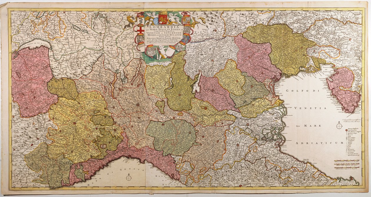 北イタリア。フレデリック・デ・ウィットの地図、アムステルダム、銅版画。1705 作： フレデリック・デ・ウィット