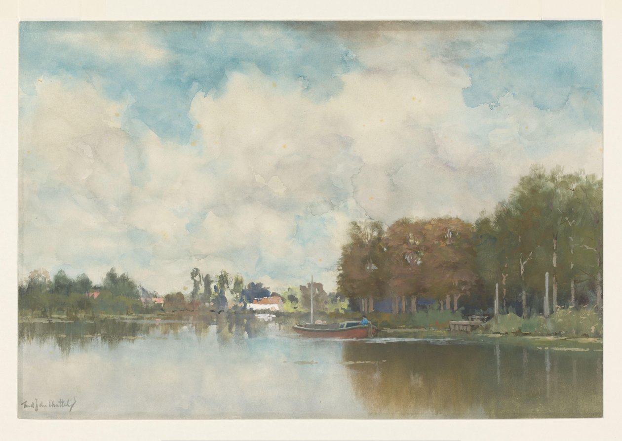 オランダ船 作： Fredericus Jacobus van Rossum du Chattel（アーティストによる署名）