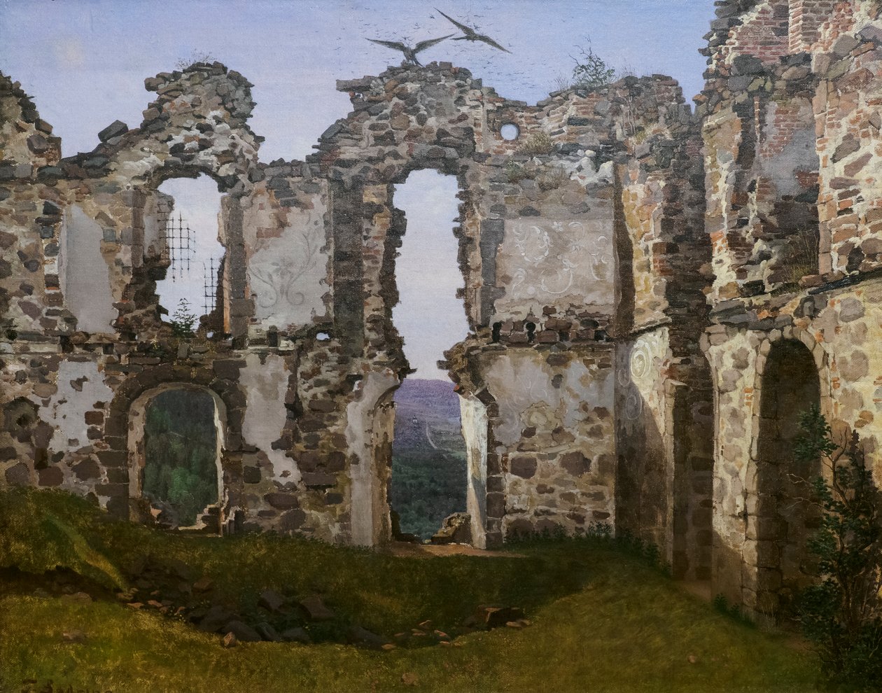 スウェーデンのブラヘフス遺跡、習作、1832年頃（油彩・カンヴァス） 作： フレデリク・ハンセン・ソドリング