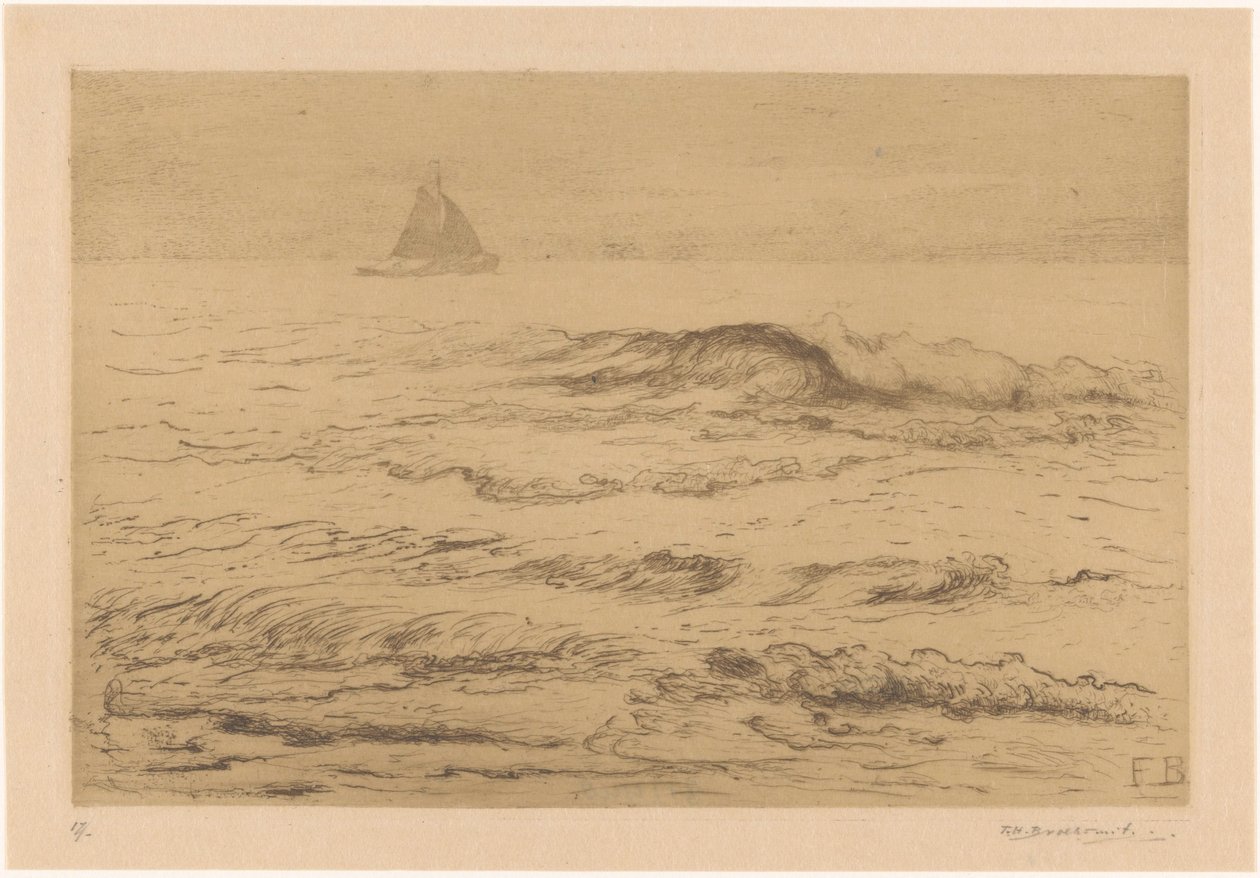 海での帆船 作： FrederikaHenriëtteBroeksmit（アーティストによる署名）