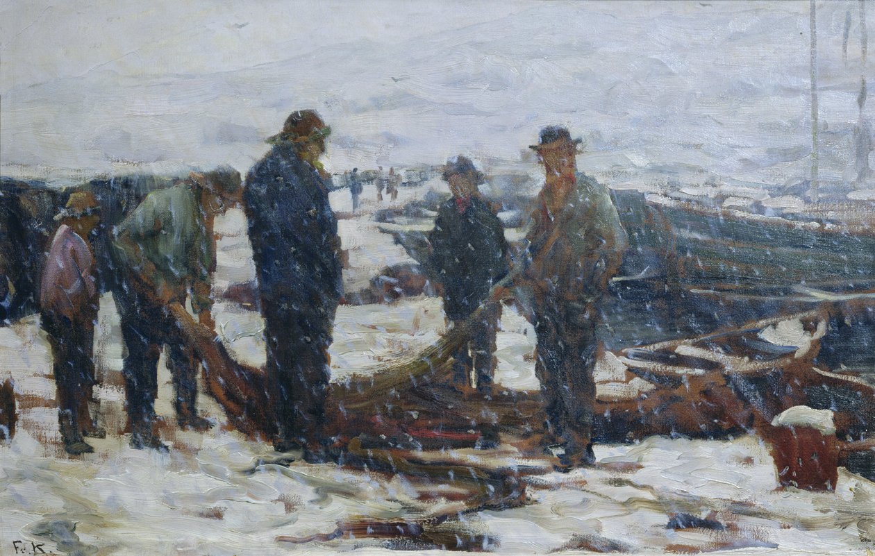 漁師、1900年頃（キャンバスに油彩） 作： Fredrik Kolstoe