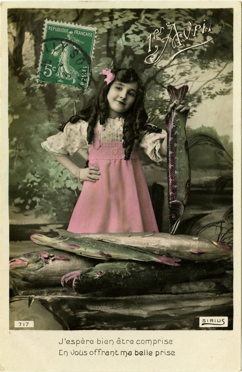 1913年エイプリルフールの日（カラー写真） 作： フランスの写真家