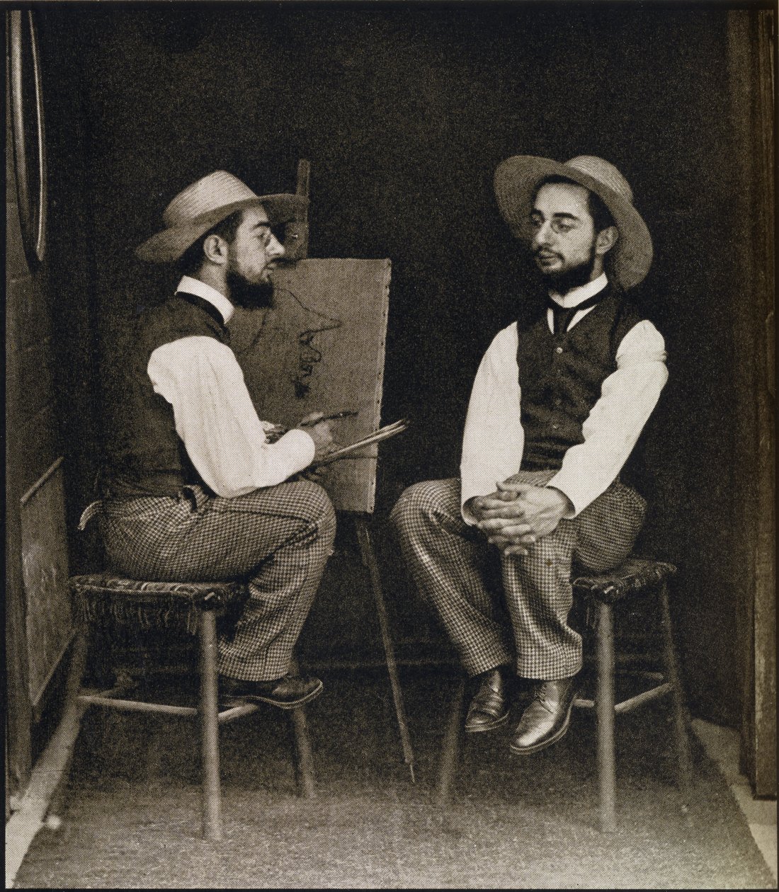 1938年に出版されたGerstle Mackの「Toulouse-Lautrec」からのトゥールーズ・ロートレックの二重肖像 作： フランスの写真家