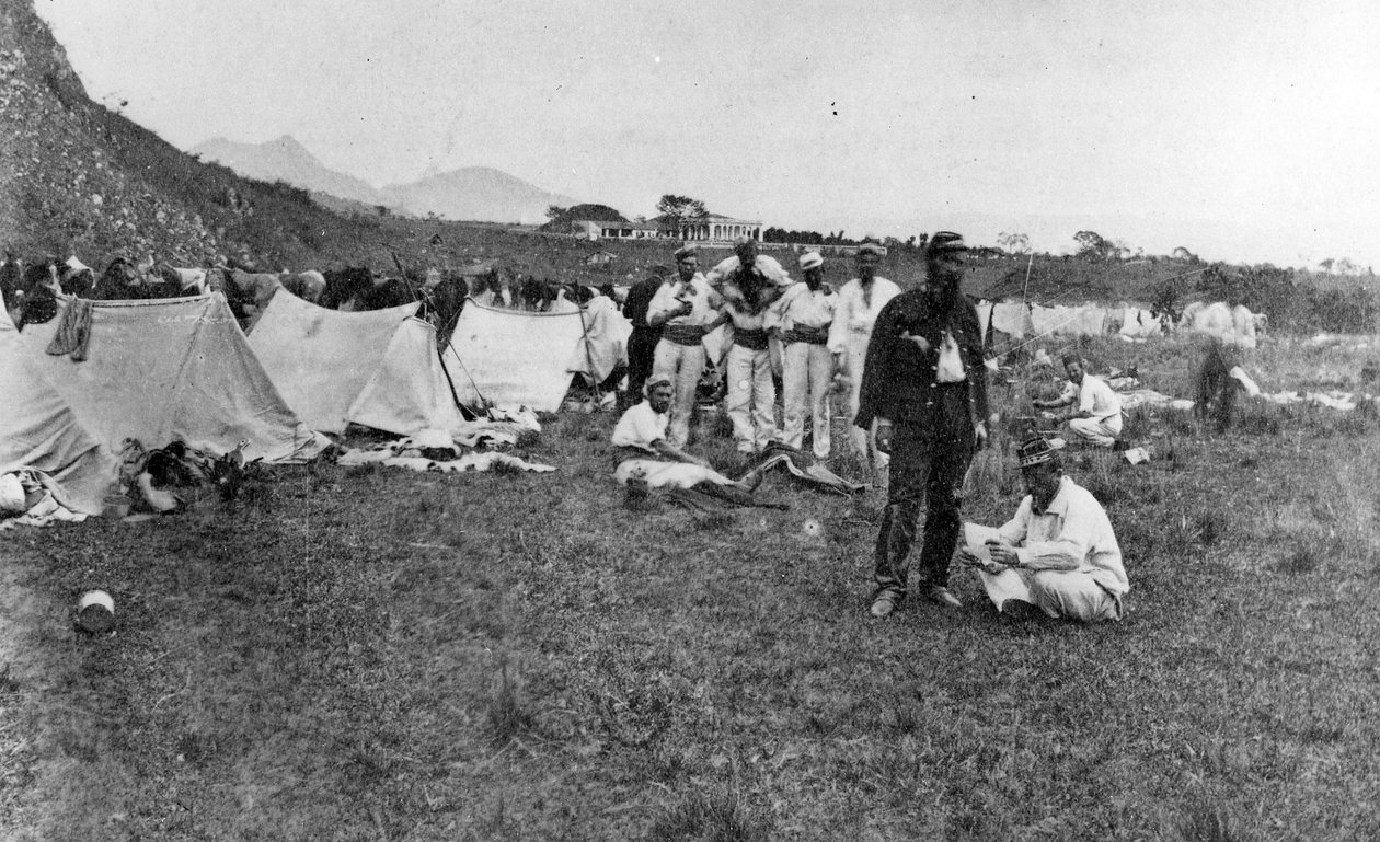 キャンプのフランス兵、1860年代 作： フランスの写真家