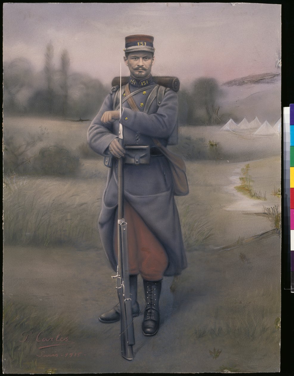 第151歩兵連隊の歩兵、1915年（カラー写真） 作： フランスの写真家