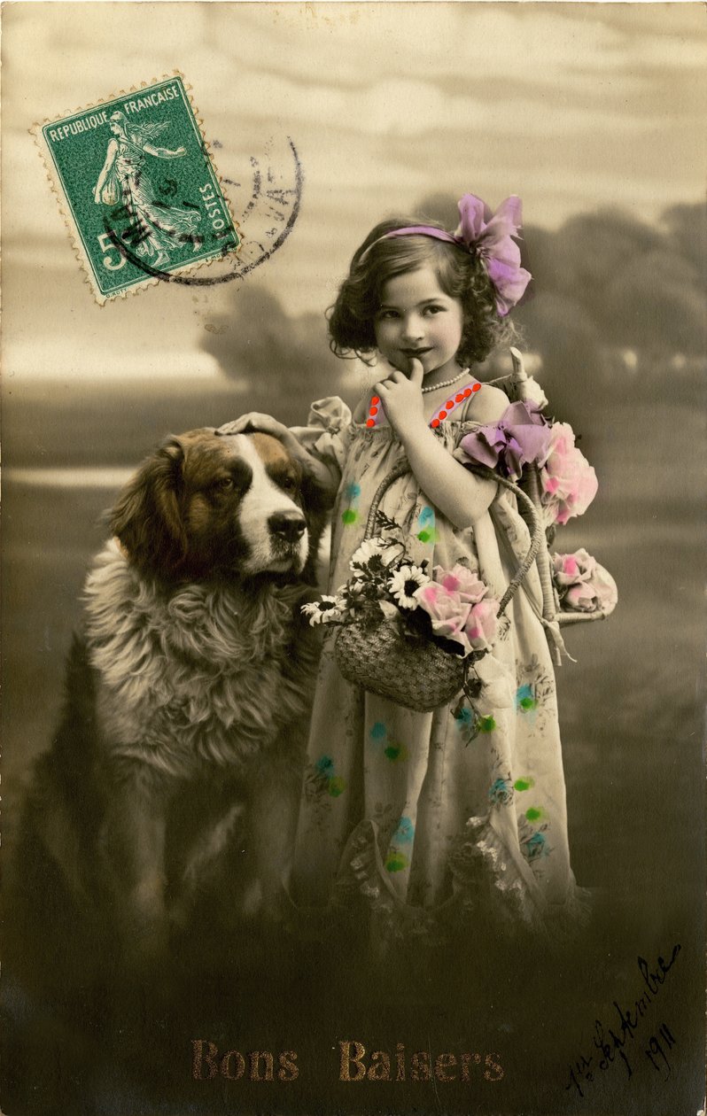 キスはがき、1911年（色付き写真） 作： フランスの写真家