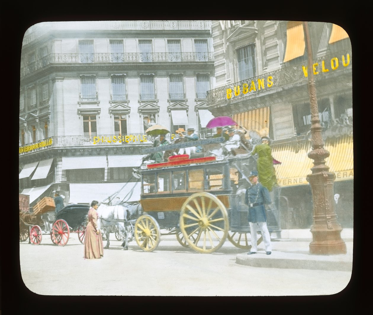 パリ万博：ストリートシーン、1900（ランタンスライド） 作： フランスの写真家