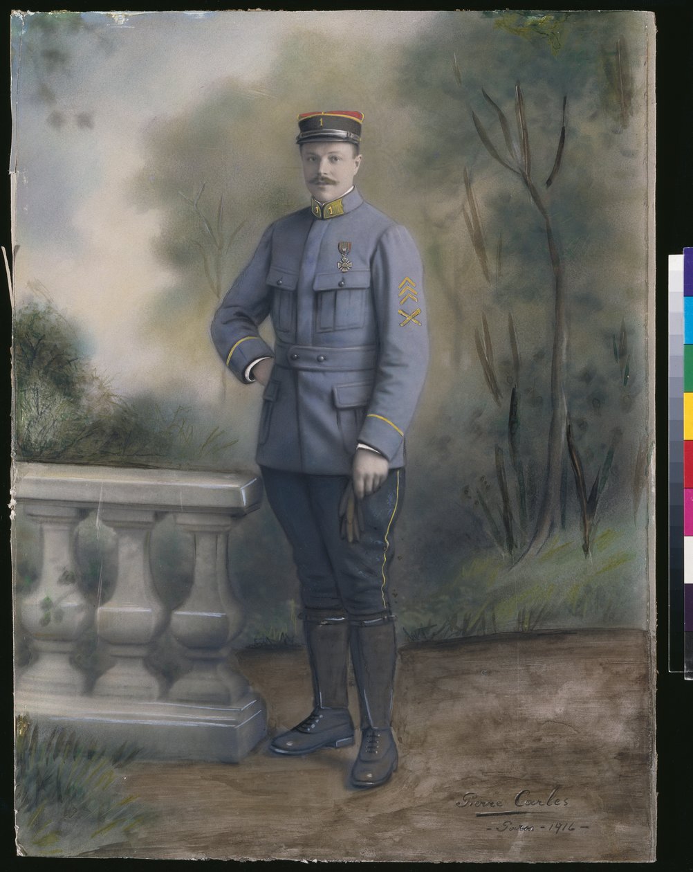 第一歩兵連隊第2中尉、1916年（カラー写真） 作： フランスの写真家