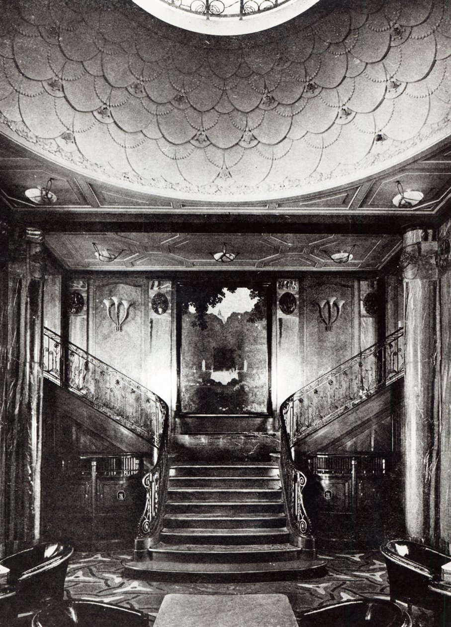 1925年頃、オーシャンライナーパリのファーストクラスの喫煙室 作： フランスの写真家